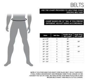 James Cox Martial Arts Belt Sizes